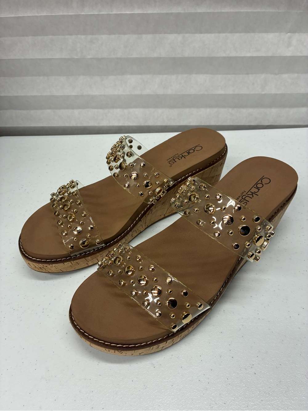 Corkys Bad Habit wedge sandals womens size 11 open toe strappy slip on boho